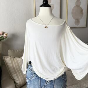 OGO Iconic Paris White Draped Batwing Top NWT